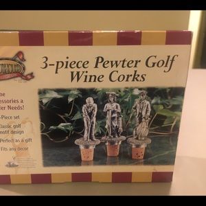 3 Piece Pewter Golf Wine Corks NWT